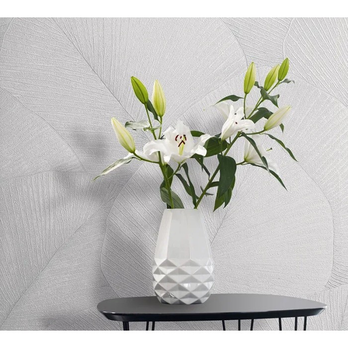 Papel pintado japandi hojas grandes blanco - Marburg Kumano 34507