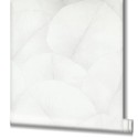 Marburg|Japandi wallpaper with large leaves in white|Minimalist