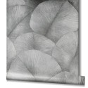 Marburg|Papel pintado floral gris hojas grandes 3D|Papel Pintado