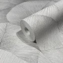 Marburg|Papier Peint floral gris clair grandes feuilles 3D|Papier Peint