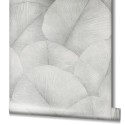 Marburg|Light gray floral wallpaper with large 3D leaves|Wallpaper