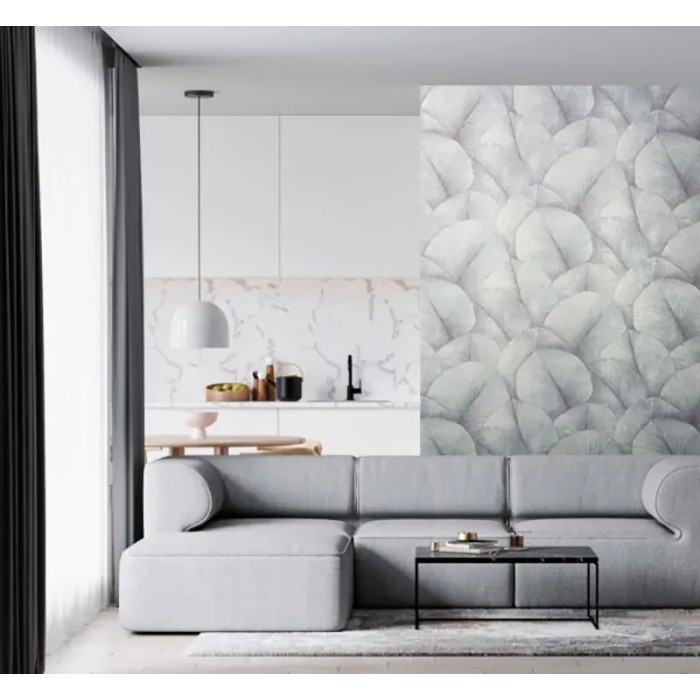 Marburg|Papier peint oriental grandes feuilles gris bleuté|Oriental