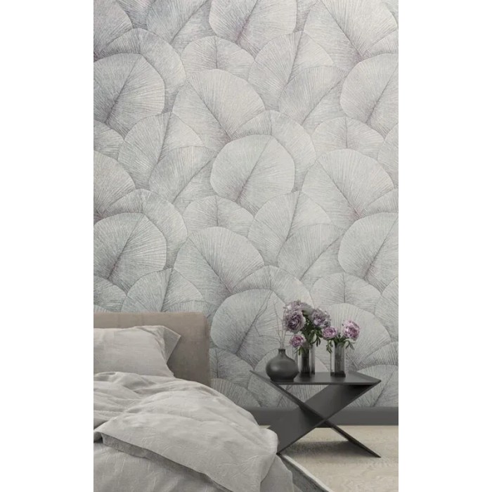 Marburg|Oriental wallpaper with large bluish-grey leaves|Oriental