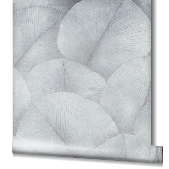 Marburg|Oriental wallpaper with large bluish-grey leaves|Oriental