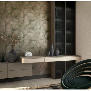 Marburg|Japandi wallpaper with large leaves in pink|Romantic 2