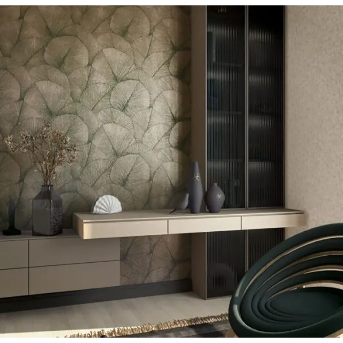 Marburg|Oriental wallpaper with large golden leaves|Modern