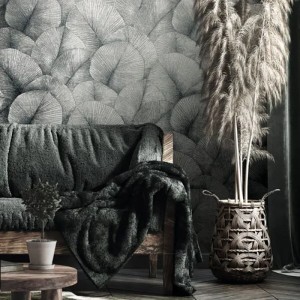 Marburg|Japandi wallpaper with large leaves in pink|Romantic 2