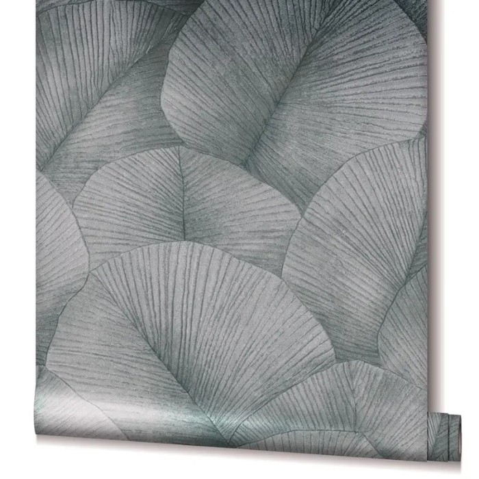 Marburg|Papier Peint floral argenté grandes feuilles 3D|Moderne