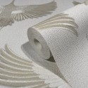 Marburg|Papel pintado grullas contemporáneas beige|Contemporáneo