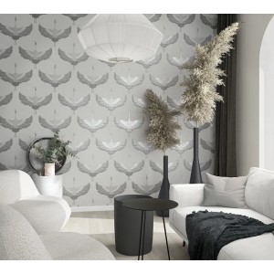 Casadeco|Vinyl gray wallpaper with beautiful textile look|Grey 2