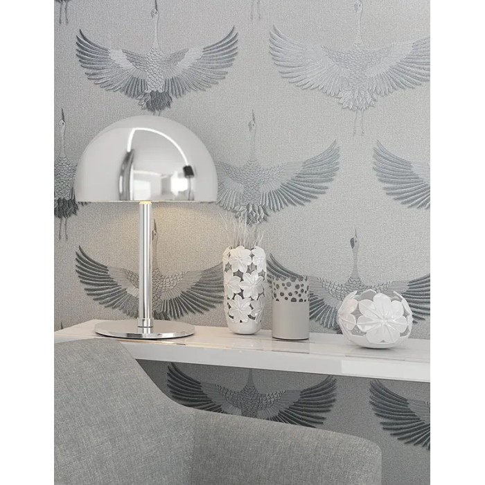 Marburg|Contemporary crane wallpaper in grey|Contemporary