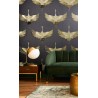 Marburg|Contemporary crane wallpaper in anthracite and gold|Oriental