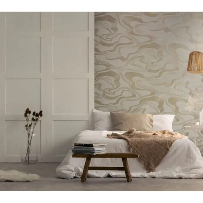 Marburg|Tapete modern Beige Champagner abstrakte Wellen|Orientalisch