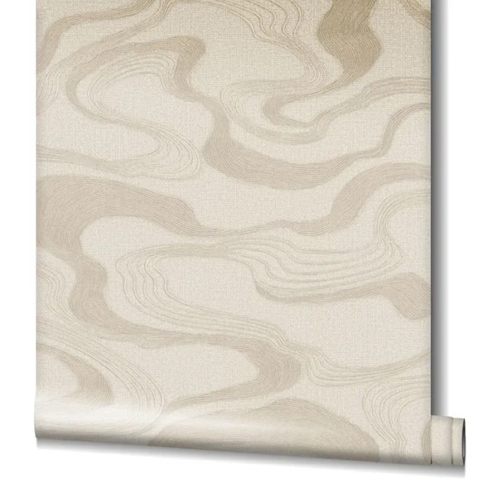 Marburg|Modern champagne beige wallpaper with abstract waves|Oriental