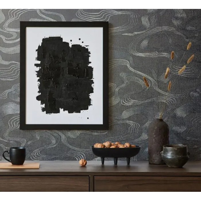 Marburg|Papel pintado oriental negro plata|Contemporáneo