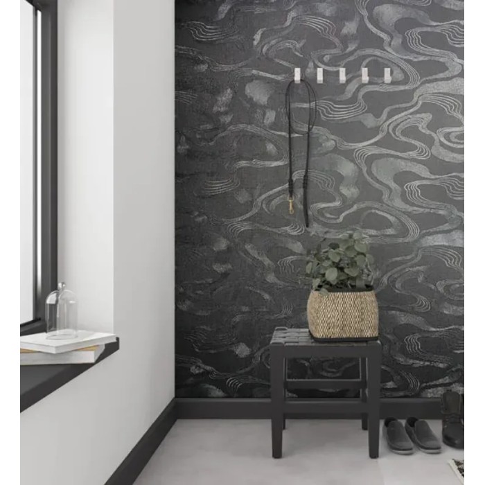 Marburg|Oriental wallpaper in black and silver|Contemporary