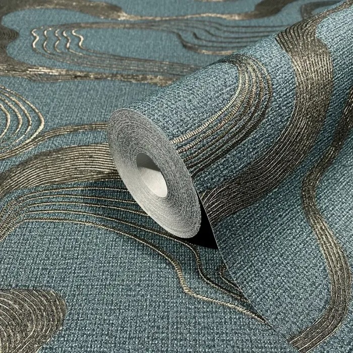 Marburg|Papel pintado moderno verde dorado estilo japonés|Abstracto