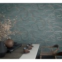 Marburg|Modern Japanese style wallpaper in green and gold|Abstract