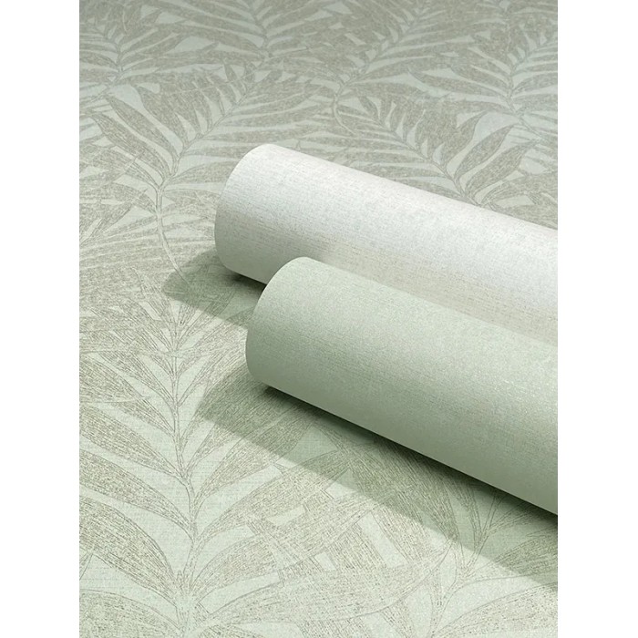 Papel pintado hojas bambú verde y beige - Marburg Habitat 34003