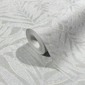 Casadeco|Japanese style floral wallpaper with bluish gray magnolias|Floral
