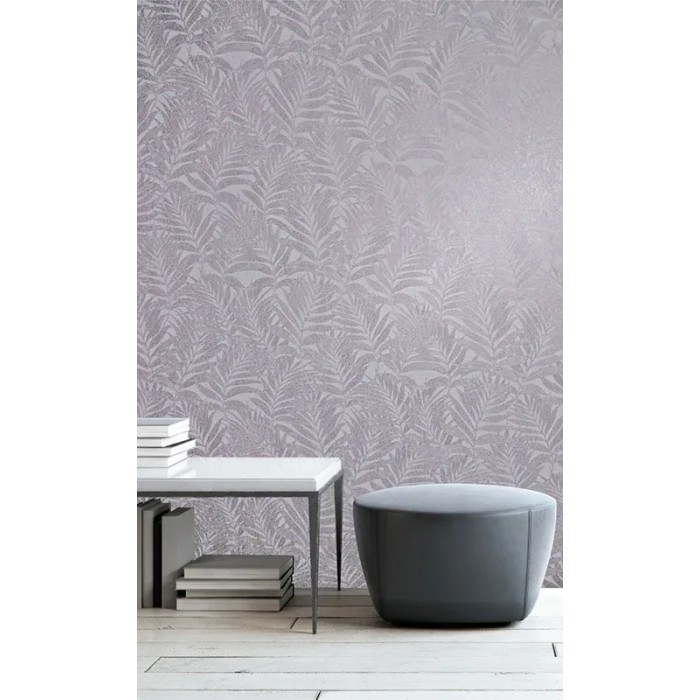 Papel pintado hojas bambú gris y morado - Marburg Habitat 34006