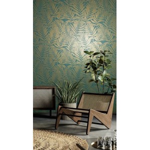 Caselio|Green and mauve watercolor floral wallpaper|Wallpaper 2