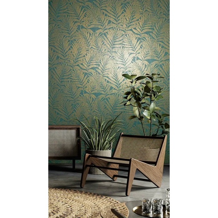 Marburg|Papel pintado hojas bambú dorado y verde|Papel Pintado