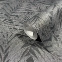 Marburg|Papier Peint feuilles de bambou noir et argent|Moderne