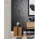 Marburg|Papier Peint feuilles de bambou noir et argent|Moderne