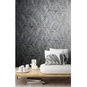 Marburg|Papier Peint feuilles de bambou noir et argent|Moderne