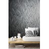 Marburg|Papier Peint feuilles de bambou noir et argent|Moderne