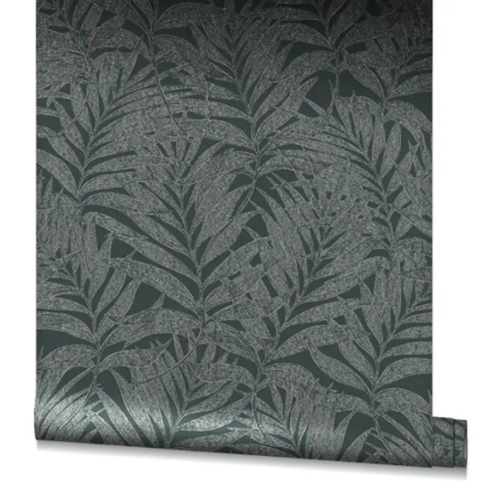 Marburg|Papel pintado hojas bambú negro y plata|Moderno