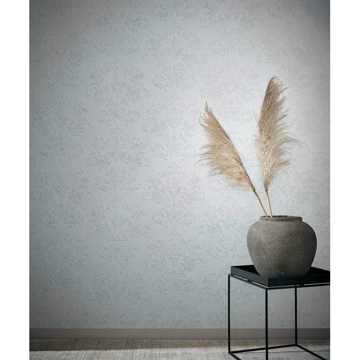 Marburg|Papier peint damas blanc ornements baroques|Damas