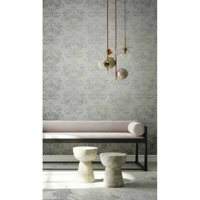 Marburg|Papier peint damas baroque gris|Damas