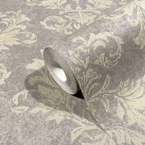 Marburg|Damask wallpaper in pink and grey|Damask