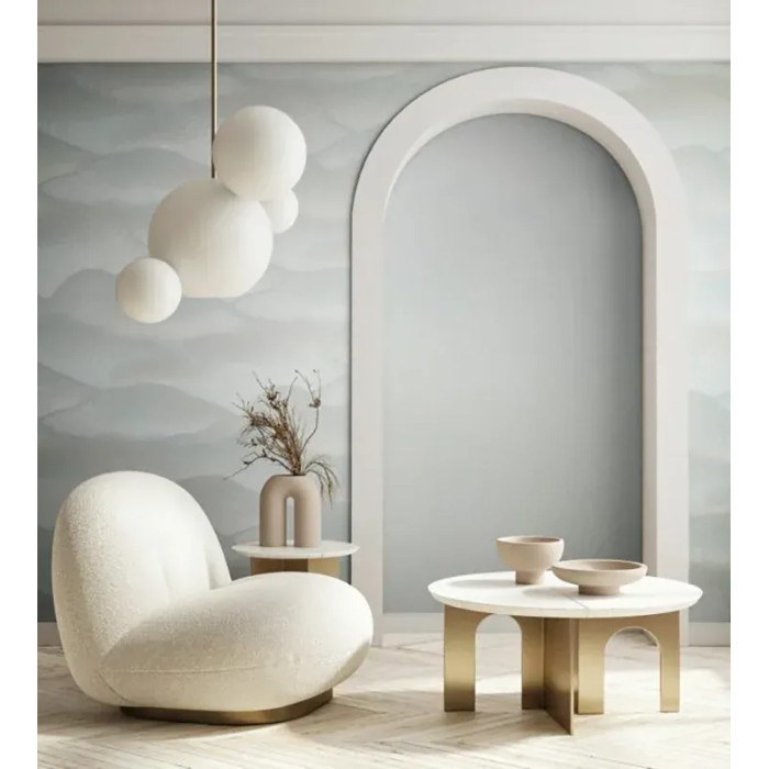 Marburg|Oriental wallpaper with Asian hills in grey|Contemporary