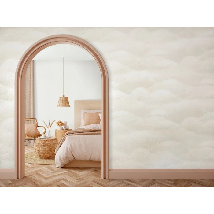 Marburg|Oriental wallpaper with Japanese hills in beige|Abstract