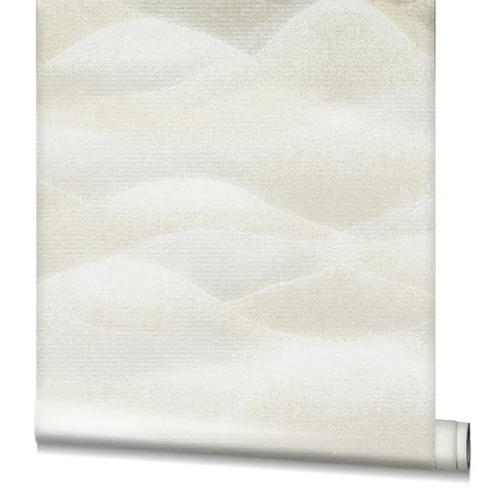 Marburg|Oriental wallpaper with Japanese hills in beige|Abstract