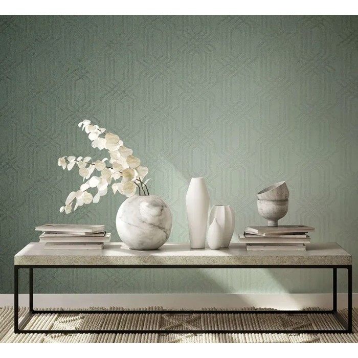 Marburg|Papier Peint géométrique vert motif treillis|Papier Peint