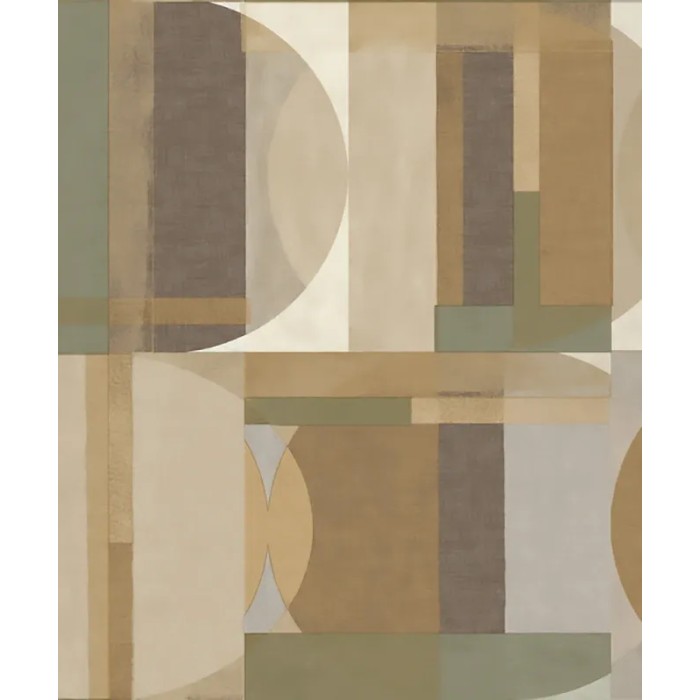Grandeco|Papier peint moderne motifs géométriques marron et vert|Géométrique
