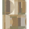 Grandeco|Papel pintado moderno motivos geométricos marrón y verde|Geométrico