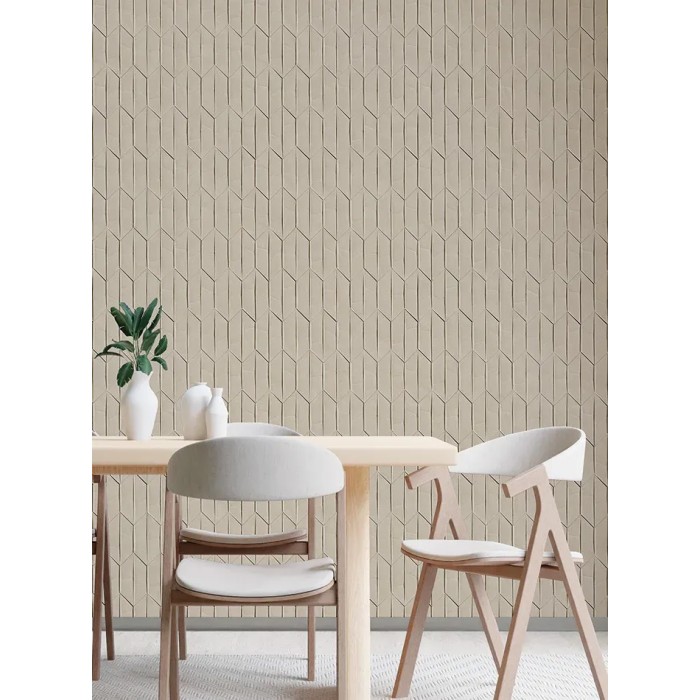 Grandeco|Papier peint géométrique losanges 3D beige|Papier Peint