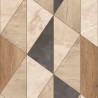 Grandeco|Geometrisches Holzmarmor braun-schwarz Tapete|Holzimitat