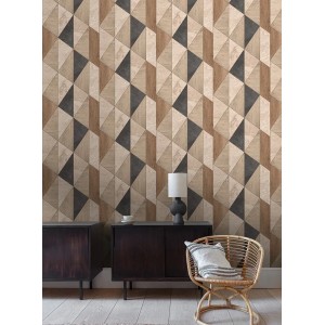 Grandeco|Moderne braun-grüne geometrische Motive Tapete|Geometrisch 2
