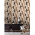 Grandeco|Papier peint géométrique bois marbre marron et noir|Imitation Bois