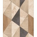 Grandeco|Papier peint géométrique bois marbre marron et noir|Imitation Bois