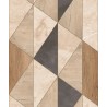 Grandeco|Geometrisches Holzmarmor braun-schwarz Tapete|Holzimitat