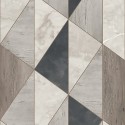 Grandeco|Papier peint géométrique bois marbre gris|Imitation Bois