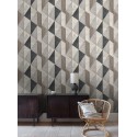 Grandeco|Geometrisches Holzmarmor grau Tapete|Holzimitat