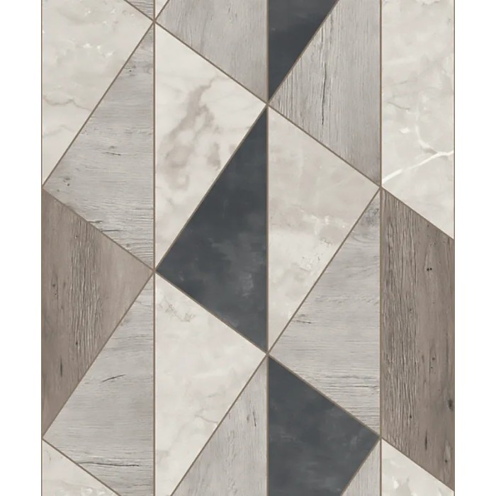 Grandeco|Geometrisches Holzmarmor grau Tapete|Holzimitat